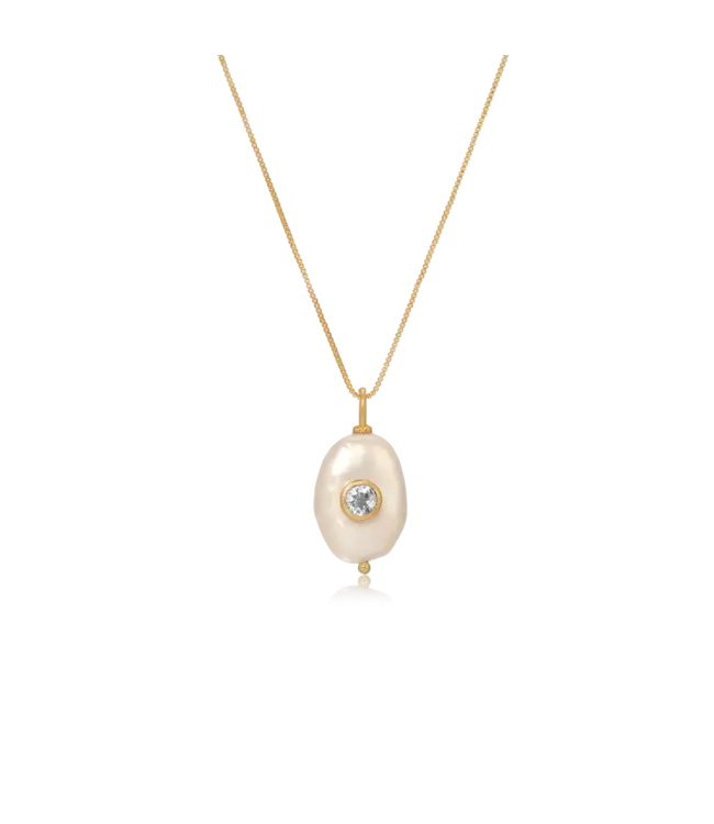 Pearl Stone Pendant -White Topaz