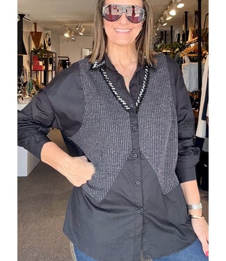 Oversized Black Top With Stones