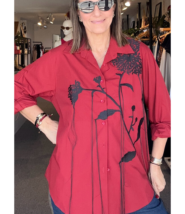 Blusa Bordada Burgundy