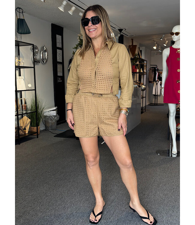 Linen Short Set Cream