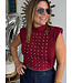 Padded Shoulder Top Burgundy