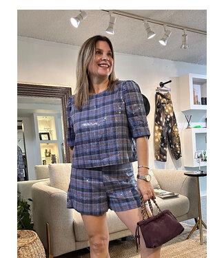 Plaid Sequin Set Blue