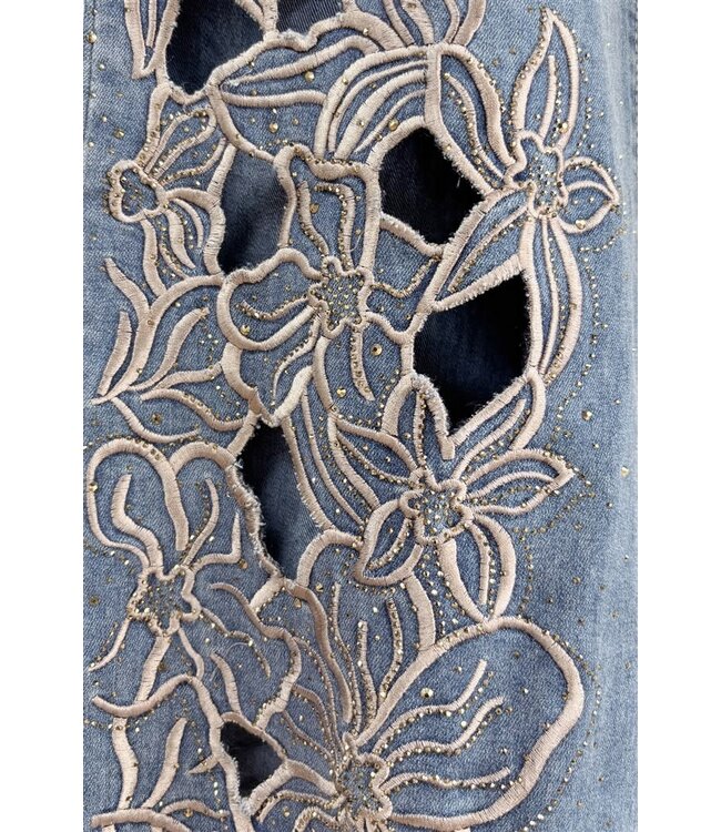 Cutout Jean with Flowers