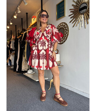 Balloon Sleeve Print Dress