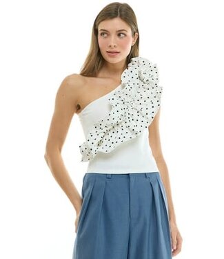 Polka Dot One Shoulder Top