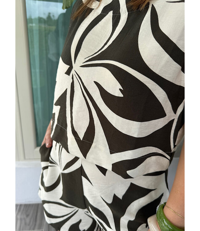 Printed Sleeveless Olive Set