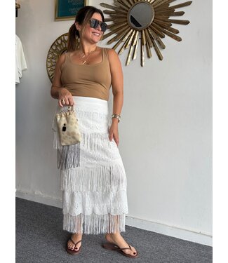 Lace Fringe Maxi Skirt