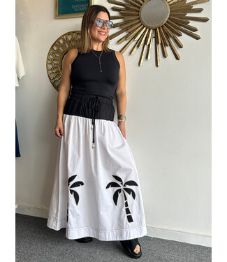 Dress To Palm Tree Embroidery Midi Skirt