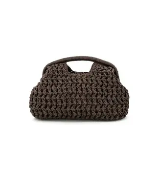 Chocolate Raffia Portofino Clutch