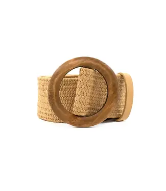 Raffia Belt Wodden Buckle