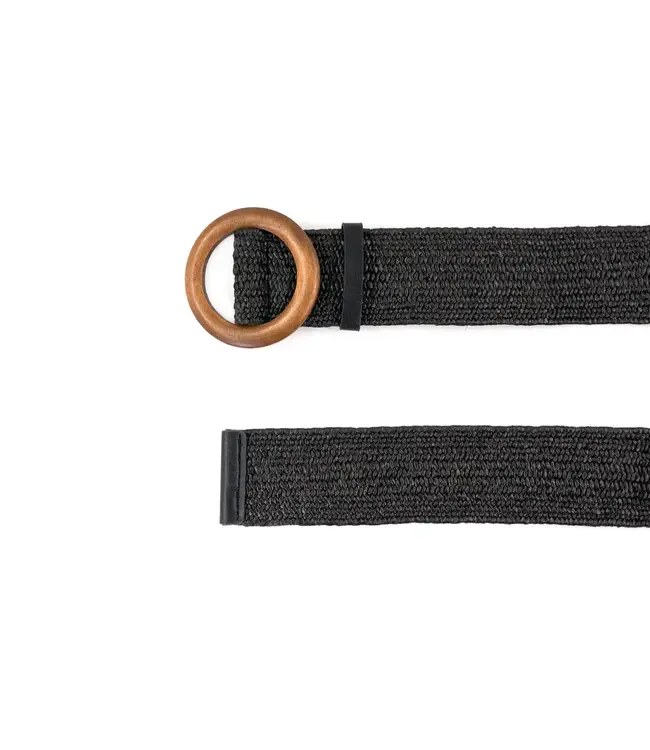 Raffia Belt Wodden Buckle