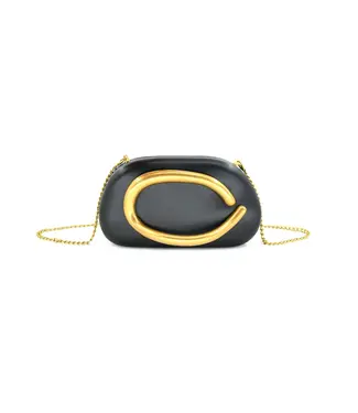 Clutch with Sculptural Gold Handle