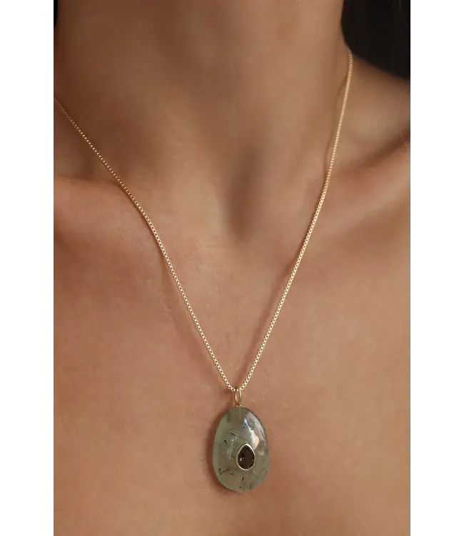 Prehnite Smoky Quartz Pendant