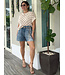 Elastic Waist Cotton Denim Shorts