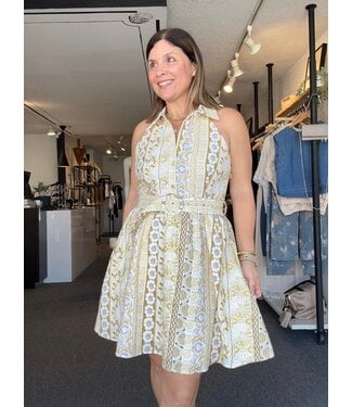 Emboridered Floral Belted Dress