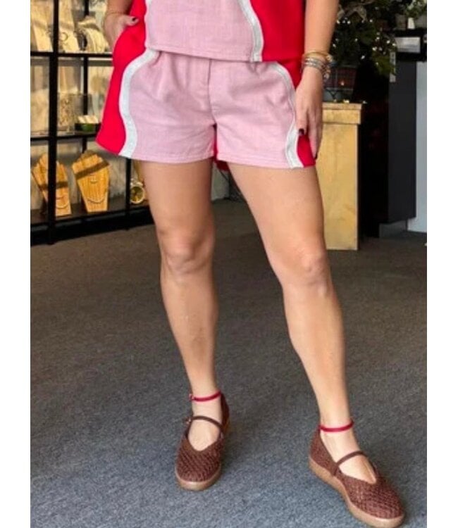 Pink and Red Color Block Short