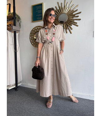 Striped Button Down Shirt Dress