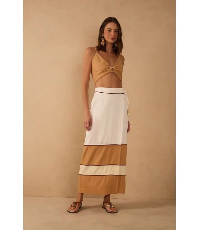 Color Blocked Maxi Wrap Skirt