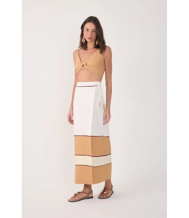 Color Blocked Maxi Wrap Skirt