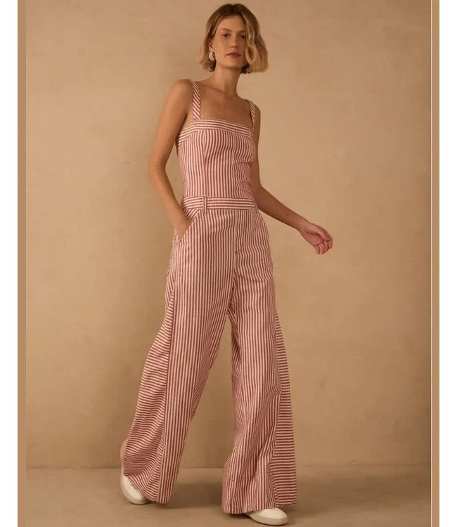 Striped Twill Jumpsuit