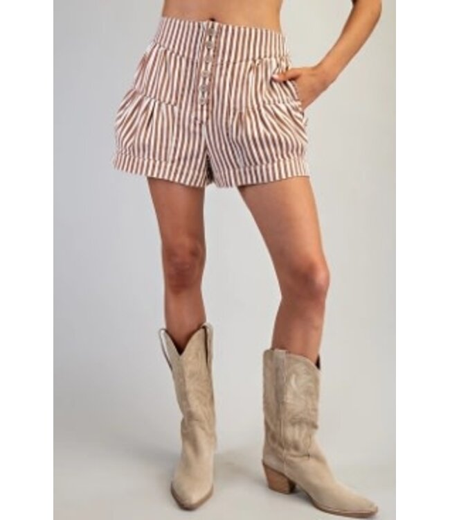 Striped Button Down Shorts
