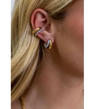 Kendall Two Tone Pave Hoop