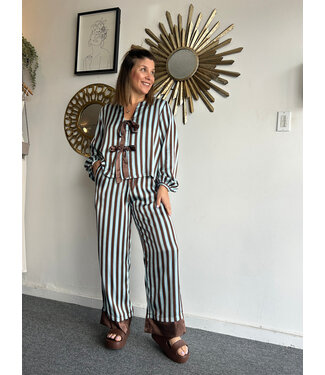 Striped Tie Front Lounge Set