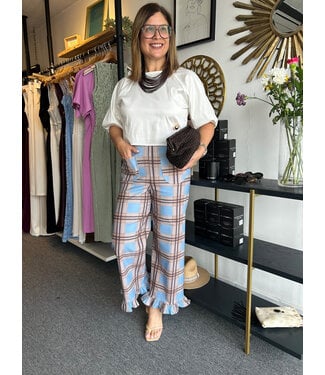 Plaid Ruffle Hem Pants