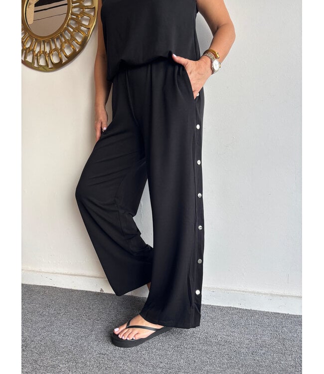 Side Metal Wide Leg Pants