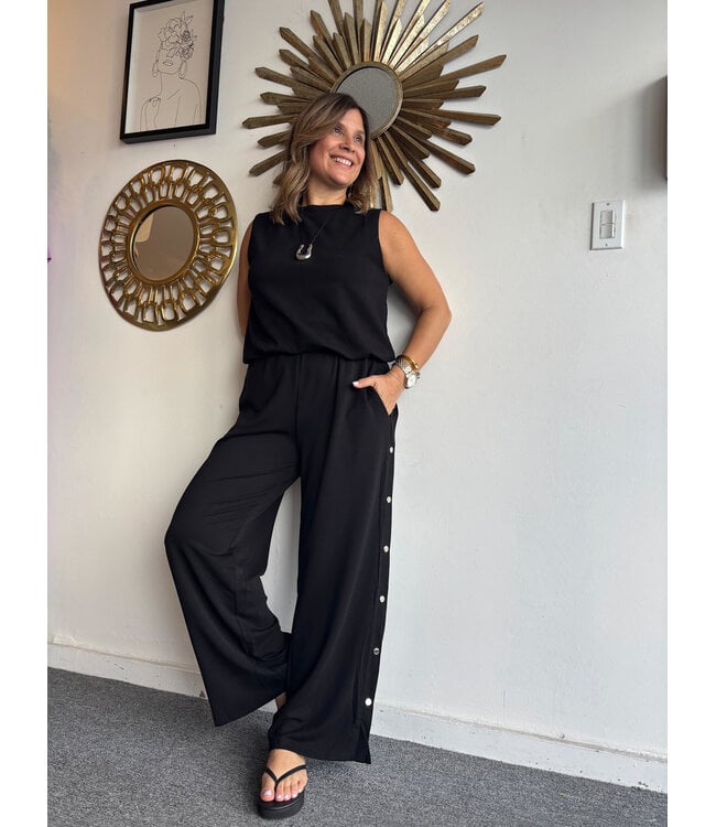 Side Metal Wide Leg Pants