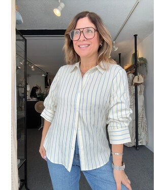 Ivory Blue Sleeve Top