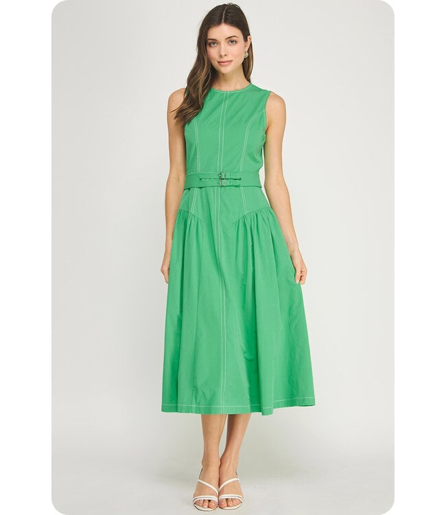 Buckle Detail Midi Dress