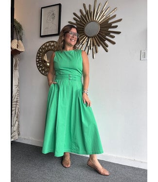 Buckle Detail Midi Dress