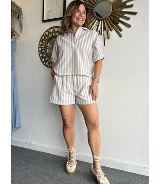 Striped Puff Sleeve Set