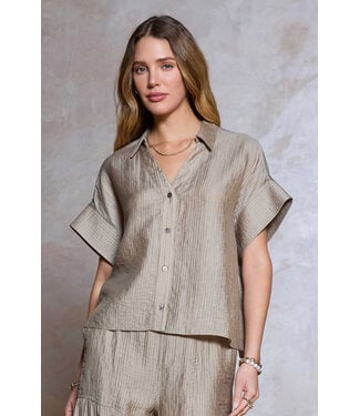 Crinkled Short Sleeve Blouse