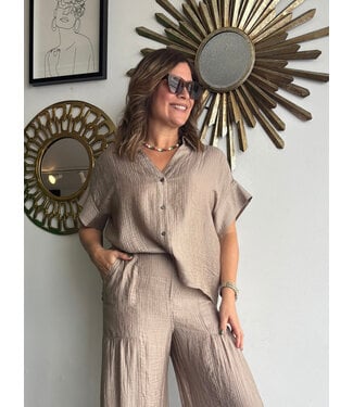 Crinkled Short Sleeve Blouse