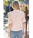 Collared V Neck Stripe and Lace Top