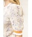 Stripe Ribbed Band Floral Embroidered Lace Top