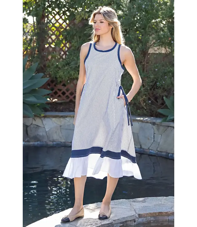 Striped Contrast Hem Maxi Dress