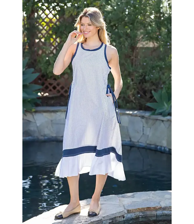 Striped Contrast Hem Maxi Dress