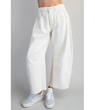 Bone Wash Barrel Leg Pants