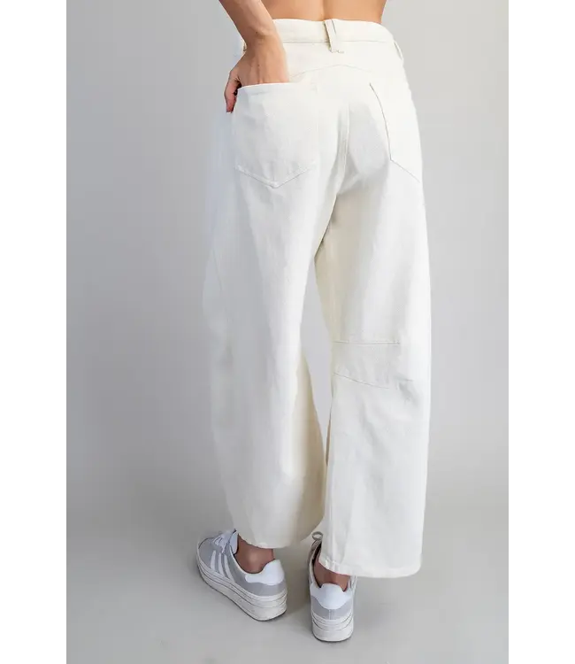 Bone Wash Barrel Leg Pants