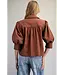 Puff Sleeve Button Down Shirt Bronze