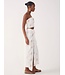 Off White Shell Embroidered Draped Linen Maxi Skirt
