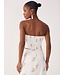 Off White Shell Embroidered Cut Out Linen Crop Top