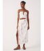 Off White Shell Embroidered Cut Out Linen Crop Top