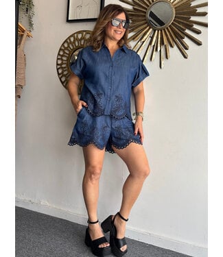 Denim Embroidered Set