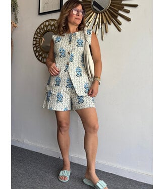 Blue Floral Short Set