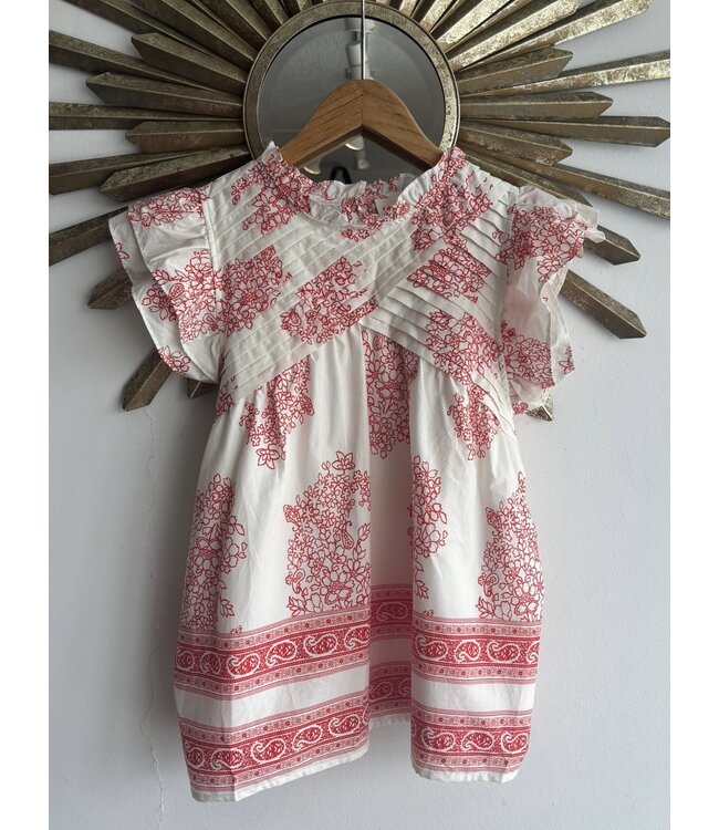 Red Floral Ruffle Top
