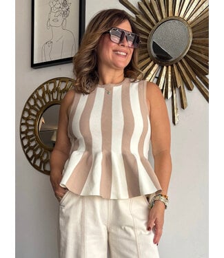 Taupe Stripes Top